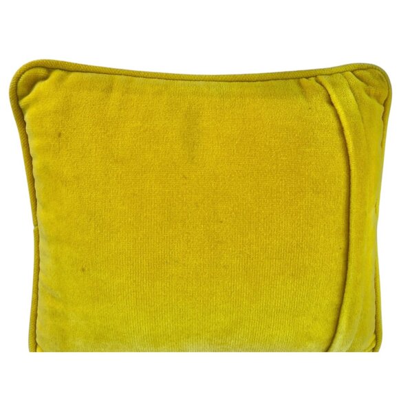 Ted De Grazia Yellow Velvet Pillow With Angel Needlepoint Design - Picture 8 of 8